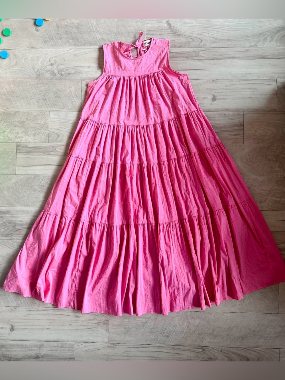 SECULAR Sleeveless Pink Tiered Maxi Dress